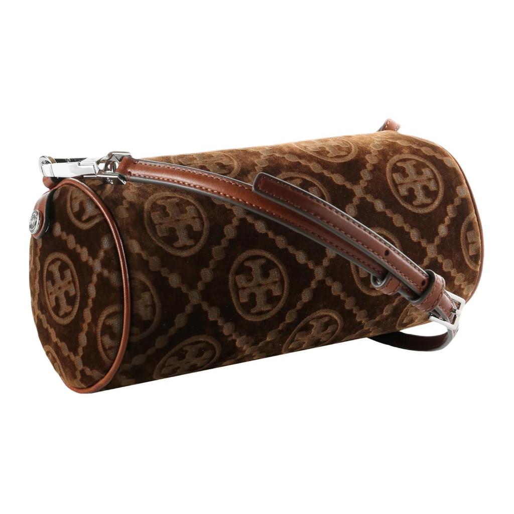 Tory Burch T Monogram All Over Print Velvet Cylinder Bag Women Shoulder Bag Sunshine-Beige 178280-231