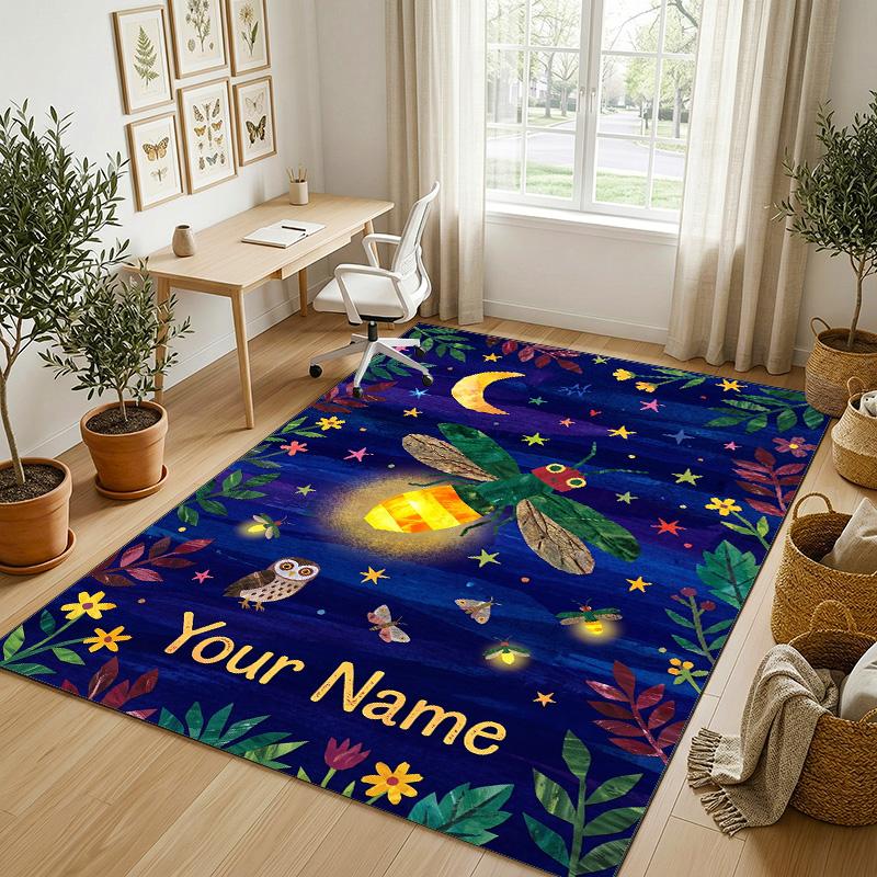 Adventure Journey Theme Crystal Velvet Rug Personalized Custom Name Text Soft Floor Mat Home Decor