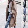 2022 Women's Plus Size Woolen Overcoat - Stylish European & American Solid Color Design