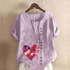 Женская мода Love Flower Printed футболка с коротким рукавом свободная хлопковая рубашка повседневная свободная летняя блузка топы больших размеров