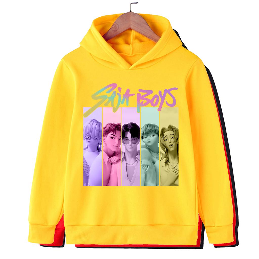 Детское худи с графическим принтом K-pop для мальчиков и девочек - Модная черная толстовка для весны и осени
