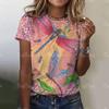 Summer Casual Dragonfly Print Loose Women's T-Shirt Retro O-Neck Plus Size Short Sleeve Fashion Harajuku Casual Women's Clothing
