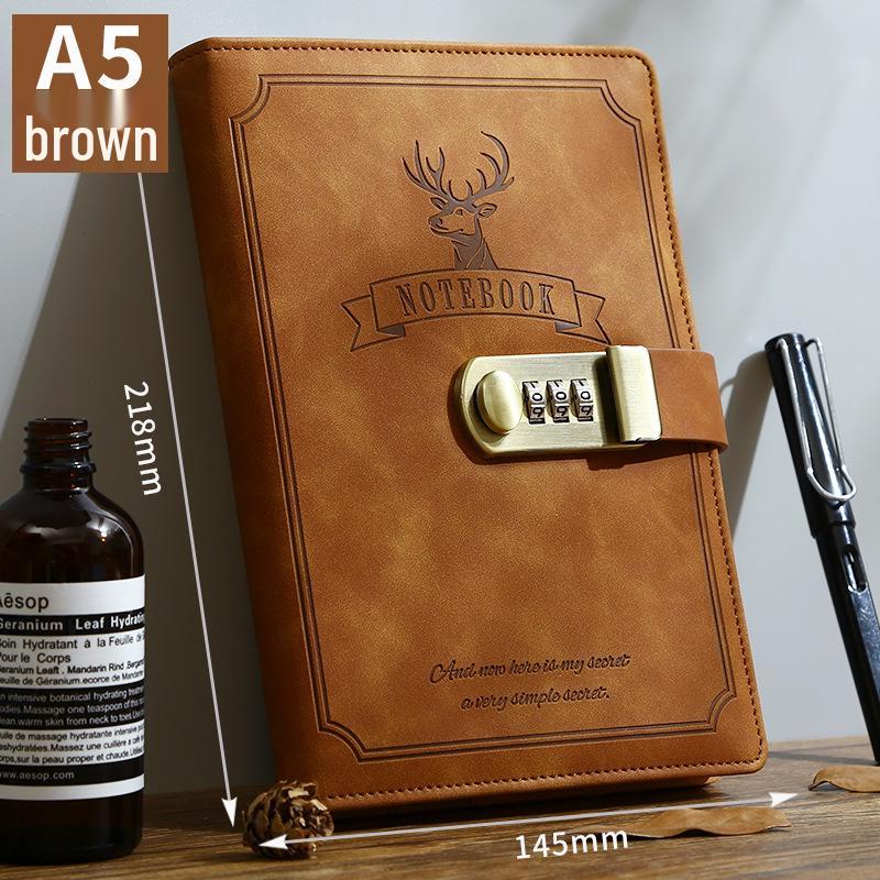 Ретро блокнот на пароле с замком 2025 - Простой и литературный дизайн для мужчин и женщин