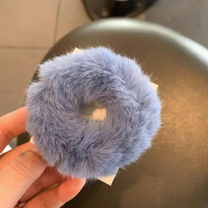 Girls Mink Fur Ponytail Holder Elastic Plush Hair Ring Faux Rabbit Fur Scrunchies Hair Rope Elastic
