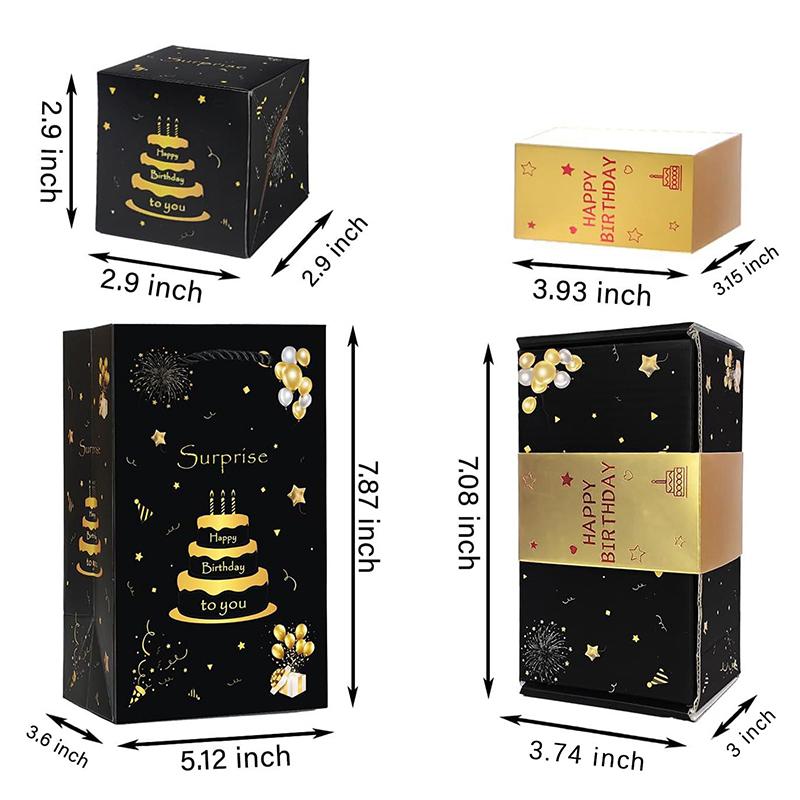 10Pcs Folding Explosion Surprise Gift Boxes Black Gold Bounce Surprise Gift Box Bouncing Box Valentine'S Day Gift