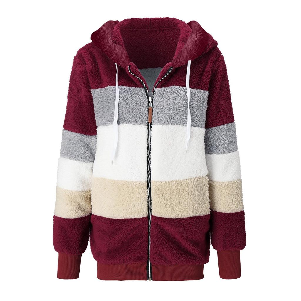 Женская мода шить свободные толстовки с длинным рукавом плюшевое пальто на молнии