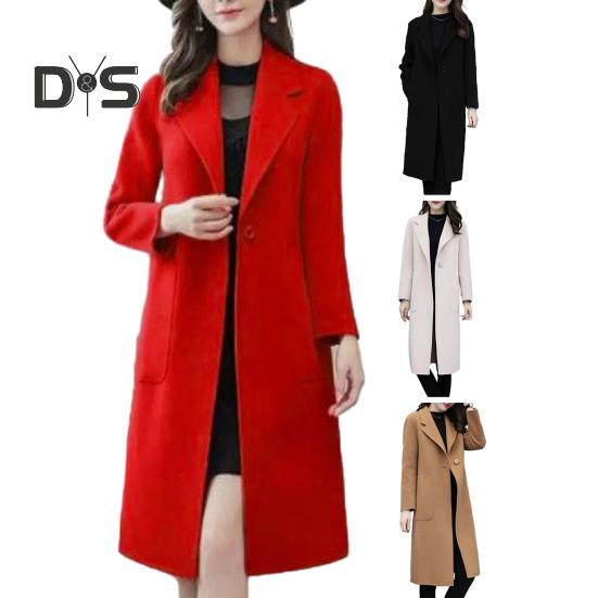 Женское зимнее пальто с отложным воротником, длинным рукавом, средней длины, плотное, однотонное, ветрозащитное, теплое, свободное, корейский стиль, с одним карманом на пуговицах, женское пальто