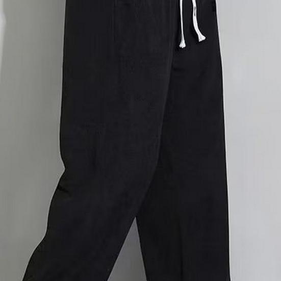 Мужские вельветовые брюки осень-зима с эластичной резинкой на талии и шнурком сплошной цвет повседневные свободные карманы мягкие мужские прямые широкие спортивные брюки мужская одежда