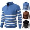Men's Round Neck Striped Colorblock Sweater Sweater Half Zip Stand Collar Inner Slim Pullover Sweater