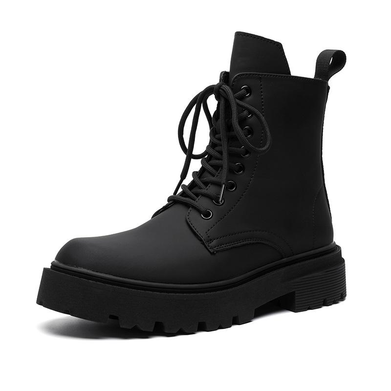 British Style Men Fashion High Motorcycle Boots Black Trend Original Leather Shoes Cowboy Autumn Winter Boot Cool Platform Botas