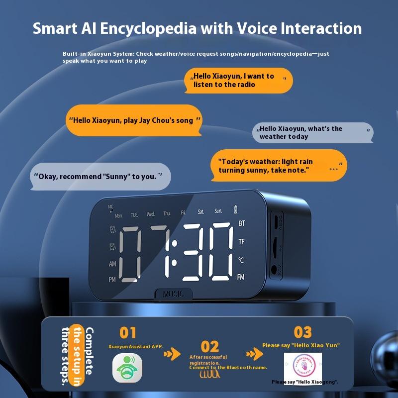 Smart Bluetooth Speaker Electronic Multi-function Clock Student Wake Up Alarm Clock Artifact Wireless Small Speaker High Sound Quality