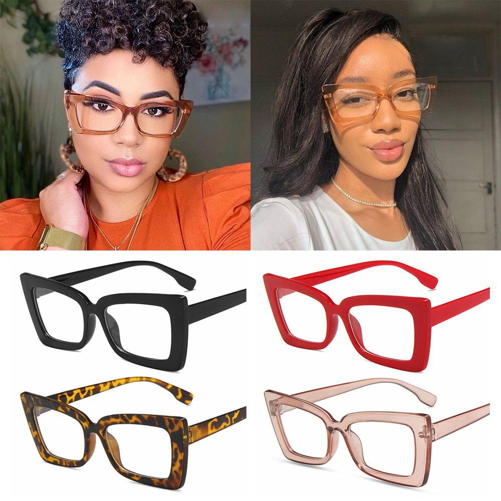 Women Anti Blue Light Clear Glasses Unisex Square Frame Vintage Cat Eye Glasses Transparent Computer Goggles Office Eyeglasses
