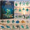 Holiday Gift for Friends Sea Glass Marine Life Advent Calendar, 24 Day Countdown Box Family Christmas Tradition with Ocean Animal Acrylic Ornaments,