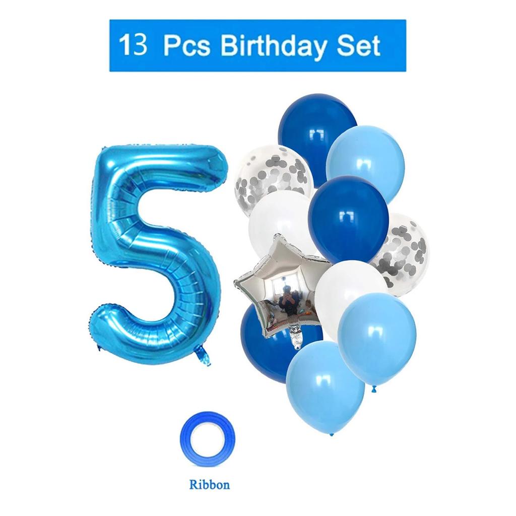 Воздушные шары на день рождения для мальчика с синим воздушным шаром с номером, украшение для дня рождения, детские юбилеи 1/2/3/5/6/8/9 лет