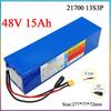 48V 15Ah 21700 13S3P Lithium Battery Pack Built-in BMS 1000W Rechargeable Li-ion Cell for 54.6V 15Ah Electric Vehicles XT60 Plug