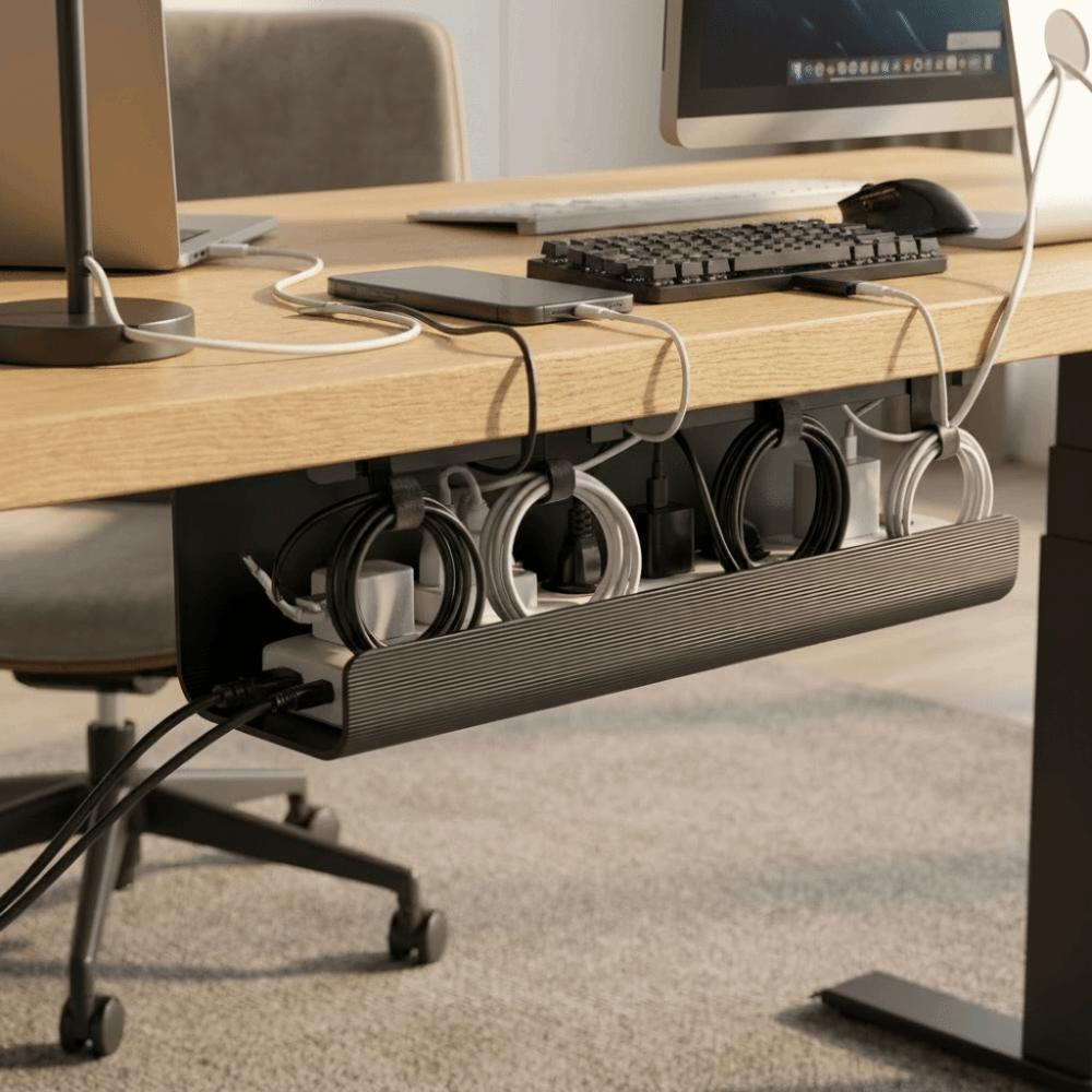 Adhesive Mount Under Desk Cable Management Tray PVC No Punch Cable Organizer Home