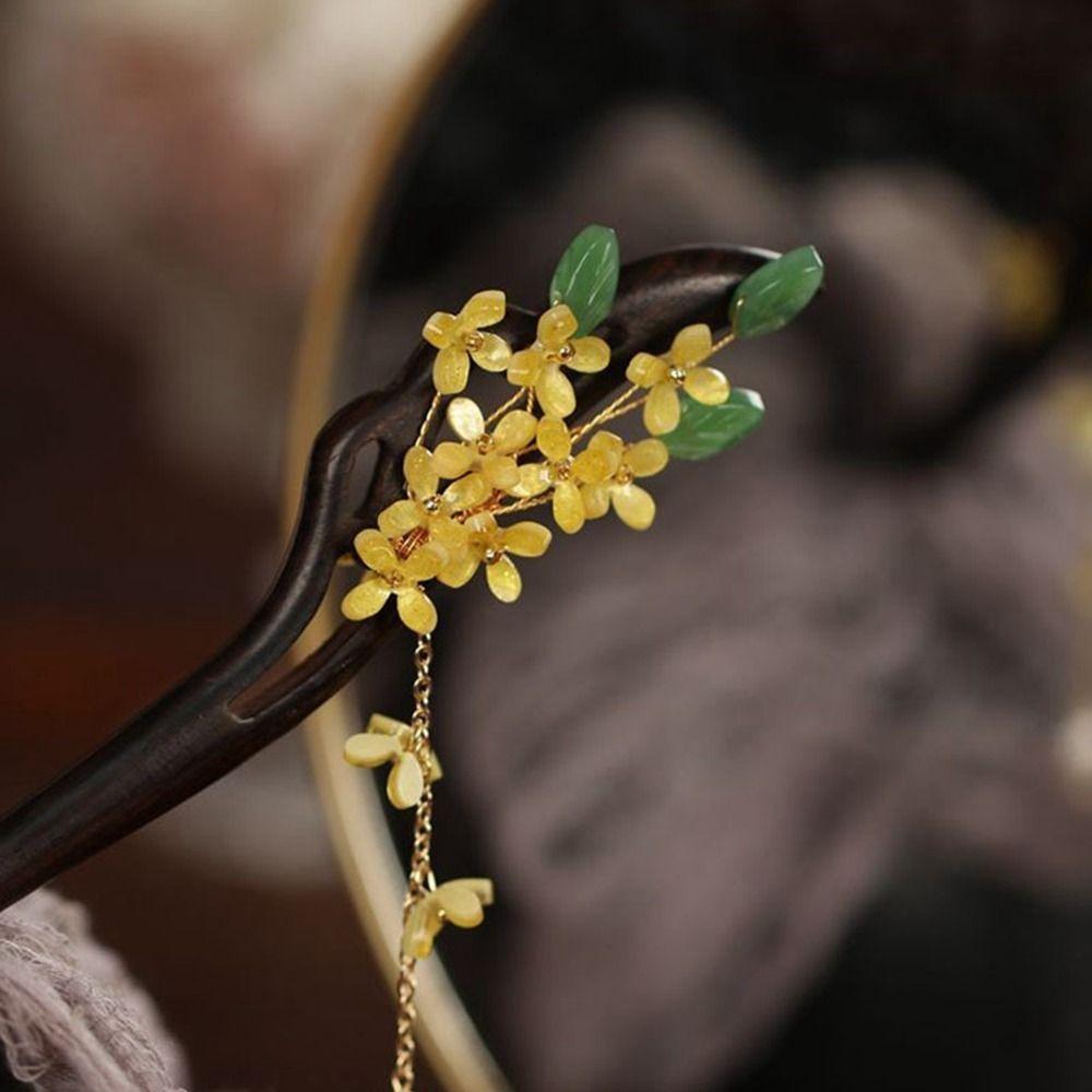 Flower Rabbit Ancient Style Hairpin Wooden Hairpin Chinese Style Headwear Hanfu Hair Sticks