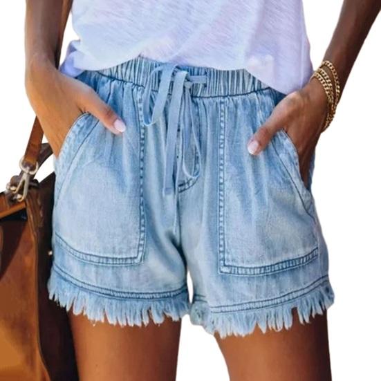 Женские шорты с эластичным поясом средней посадки и широкими карманами на шнурке, впитывающие пот, однотонные манжеты с кисточками, спортивные шорты, уличная одежда