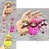 Cute Plush Big-eyed Doll Keychain With Colorful Bow For Stylish Bag Charm Collection