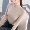 Women Spring Autumn Winter Half High Neck Pullovers Sweaters Jumper Primer Shirt Full Sleeve Slim-fit Tight Base Knit Chic Solid One Size