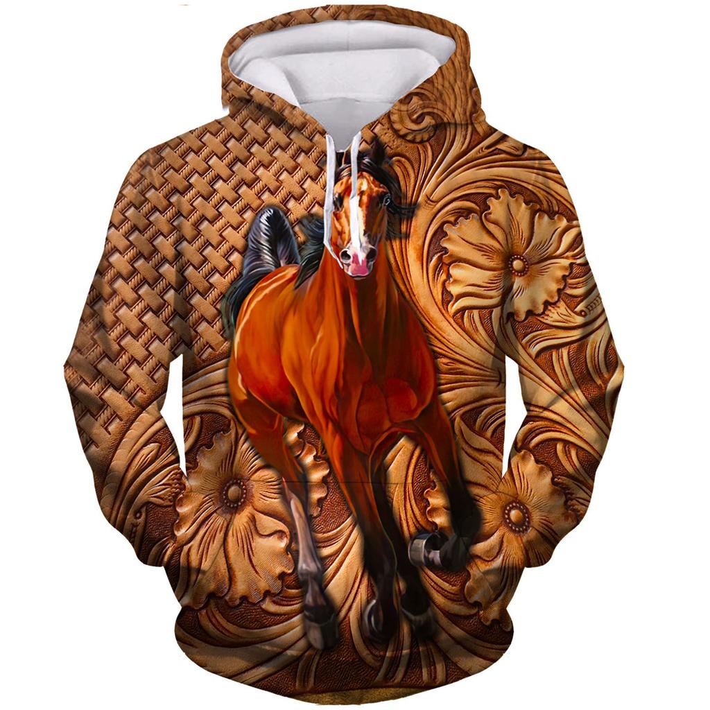 Fashion New Horse Animal 3D Print Hoodie Men Women Casual Hoodies Oversized Hoody Pullover Hooded Sweatshirts Kids Tops Clothing