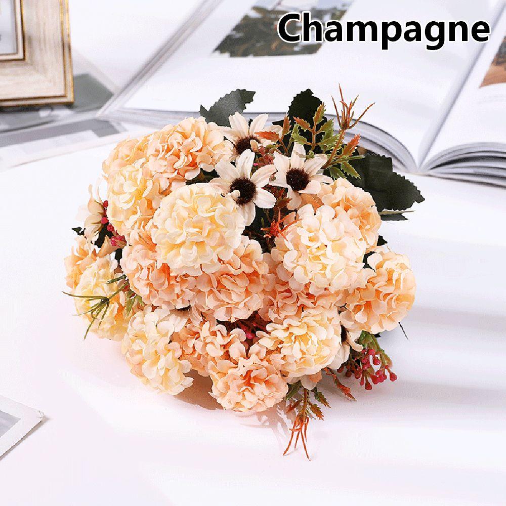 Декор Сделай сам Поделки Украшение дома Искусственный цветок Поддельный букет Ретро Шелковая роза Гортензия Пион