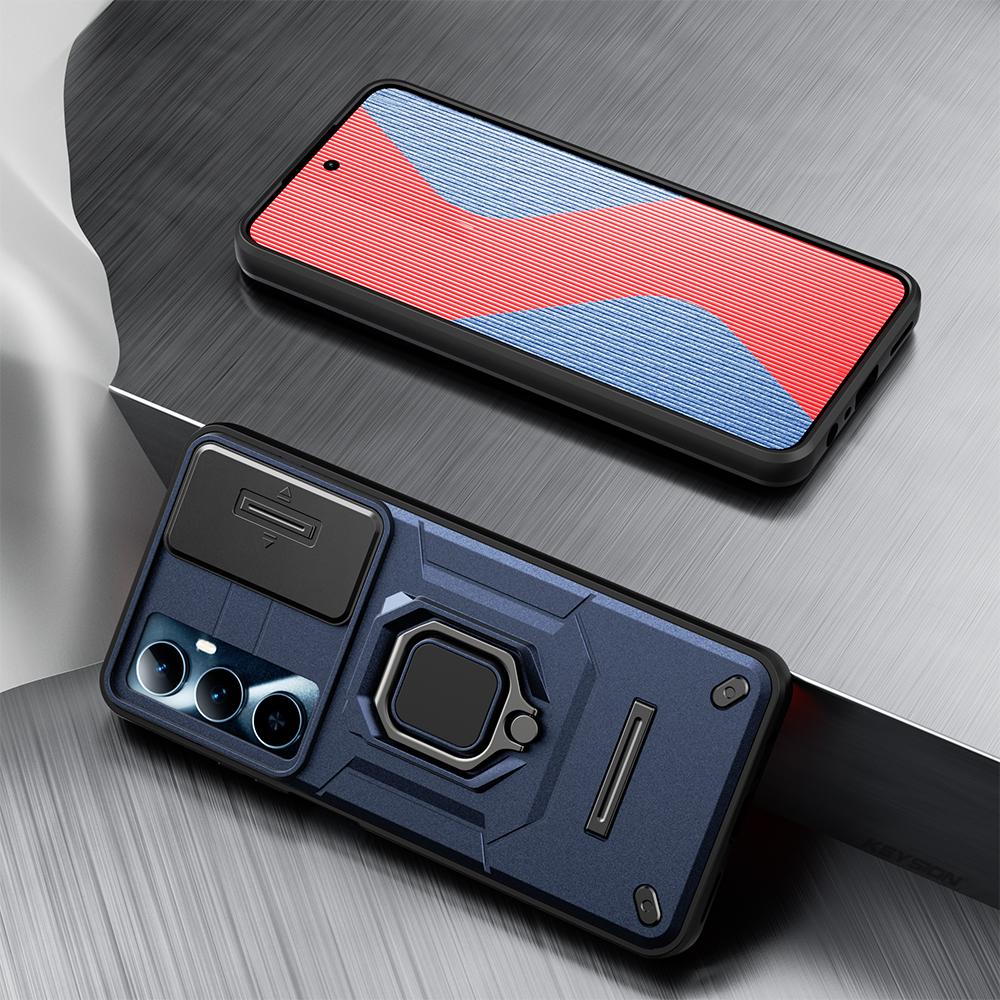 KEYSION Противоударный чехол для Realme C65 4G, слайдер, защитное кольцо для объектива камеры, задняя крышка телефона для OPPO Realme C65