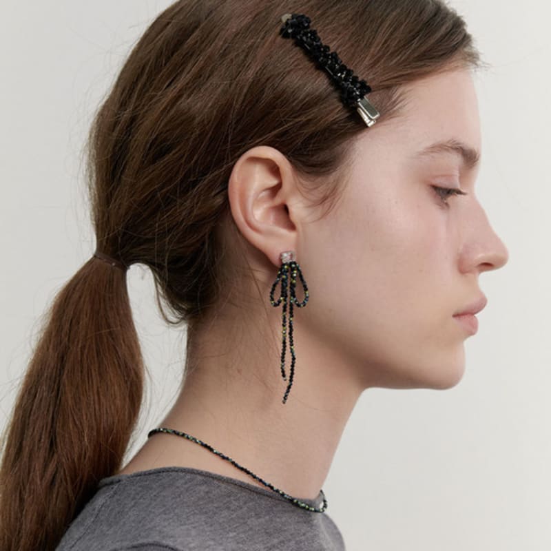 LOVE ME MONSTER Shining Bead Ribbon Hair Pin (L241MHA020)