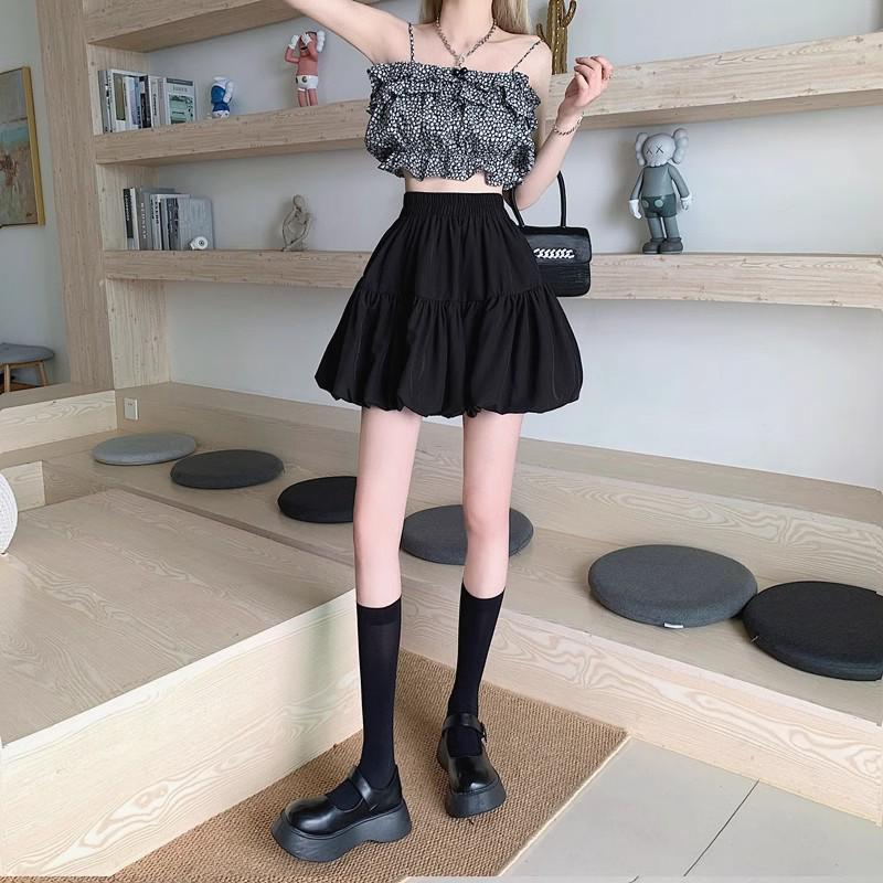 Женская летняя юбка-шорты А-силуэта с плиссировкой и высокой талией