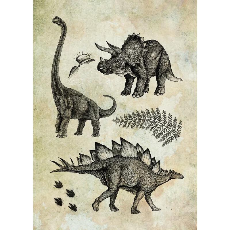 Классический Ретро Таинственный Скелет Ископаемого Динозавра Арт Постер Холст Принт Настенное Искусство Картины Гостиная Спальня Украшение Дома