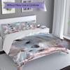 3PC Custom Name White Horse Family Bedding Set Printed Bedding Set Duvet Cover Closure Includes 1 Duvet Cover & 2 Pillowcases for All Seasons Bedroom