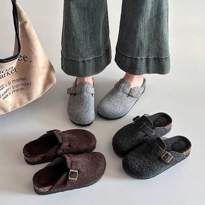 Baotou Boken Tuo женская одежда весна 2025 новая интернет-знаменитость плоская подошва полустелька ленивые пробковые шлепанцы Birken