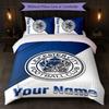 Leicester City Custom Name Text Bedding Set 1 Duvet Cover+2 Pillowcases Soccer Logo Personalized Gift For Special Occasion Bedroom Decor