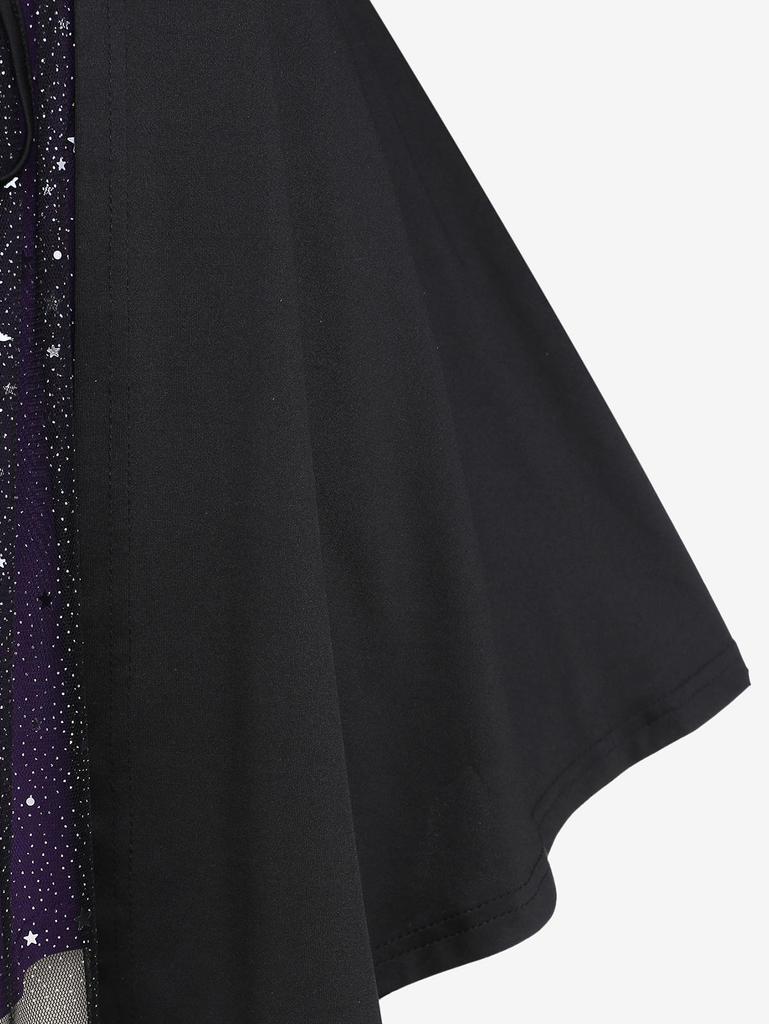 Футболка Rosegal Plus Size со звездами, шнуровкой, вырезом, цепочкой, длинными рукавами, 2 в 1