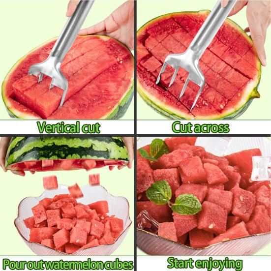 Watermelon Cutter Tool Efficient Stainless Steel Slicer for Watermelon Mango Cantaloupe Portable Kitchen Gadget for Fruit Salad Family Picnics Parties