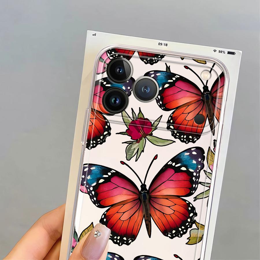 Чехол для iPhone 17 Pro Max 16 17e 11 Air XS Max 15 13 Pro 12 Mini XR 14 Plus Мягкая накладка на телефон Ретро Бабочка Цветок