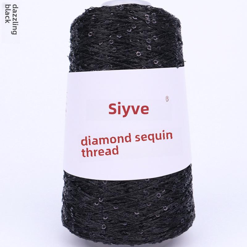 Пряжа с пайетками Siyue 2 мм - шерстяная пряжа ручной работы для проектов своими руками (100г)