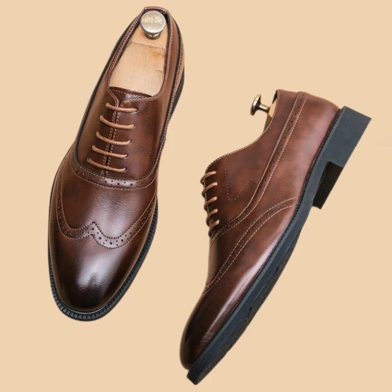 Оксфорды мужские туфли с красной подошвой модные деловые повседневные вечерние банкетные повседневные ретро резные туфли-броги на шнуровке