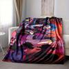 1Pc Cyberpunk Future Cityscape Flannel Blanket, Soft And Comfortable, Casual Warm, Camping Travel, Christmas, Halloween Xmas Gift S1669