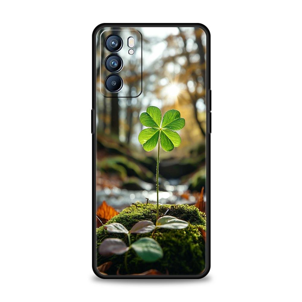 Милый Чехол для Телефона 'Счастливая Трава' Для Oppo Reno14 Reno13 Reno12 11 F 10 Find X5 X9 Pro A54 5G A53 A9 A16 A78 4G A80 A98