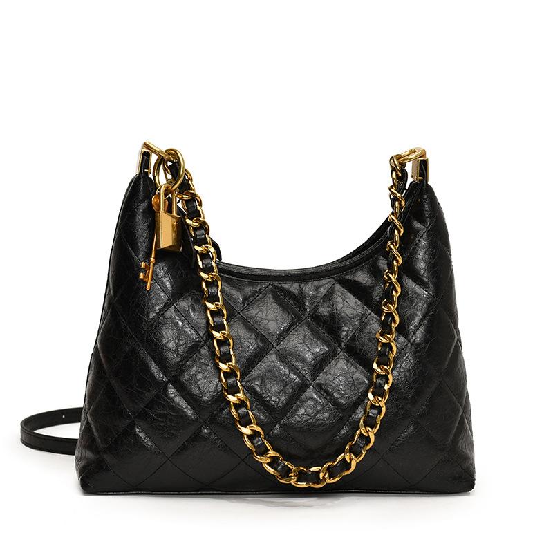 Сумка-цепочка ромбовидной формы, женская модная текстурированная сумка через плечо, новая коллекция осень-зима 2025, популярная в этом году сумка-мессенджер для通勤