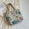 Large Floral Canvas Handbag with Shoulder Straps for Commuters and Students