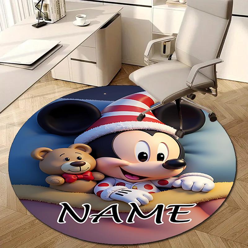 Personalized M-Mickey Round Chair Office Rug - Perfect for Mat, Office Chair & More - Ideal Gift for Birthdays and Holidays