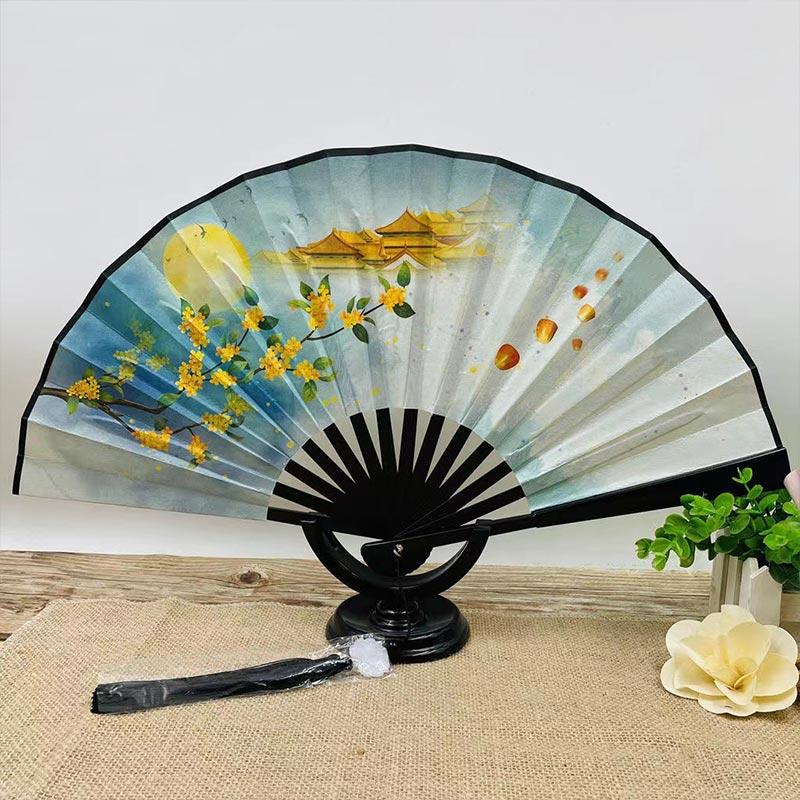 1 шт., сувениры для вечеринки, тканевый ручной вентилятор, карманный бамбуковая ручка, складной веер, орнамент, ретро, ​​декоративный