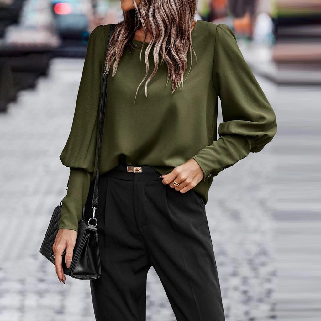 Женская, цвет Повседневный и универсальный, с круглым вырезом, стильный топ-рубашка