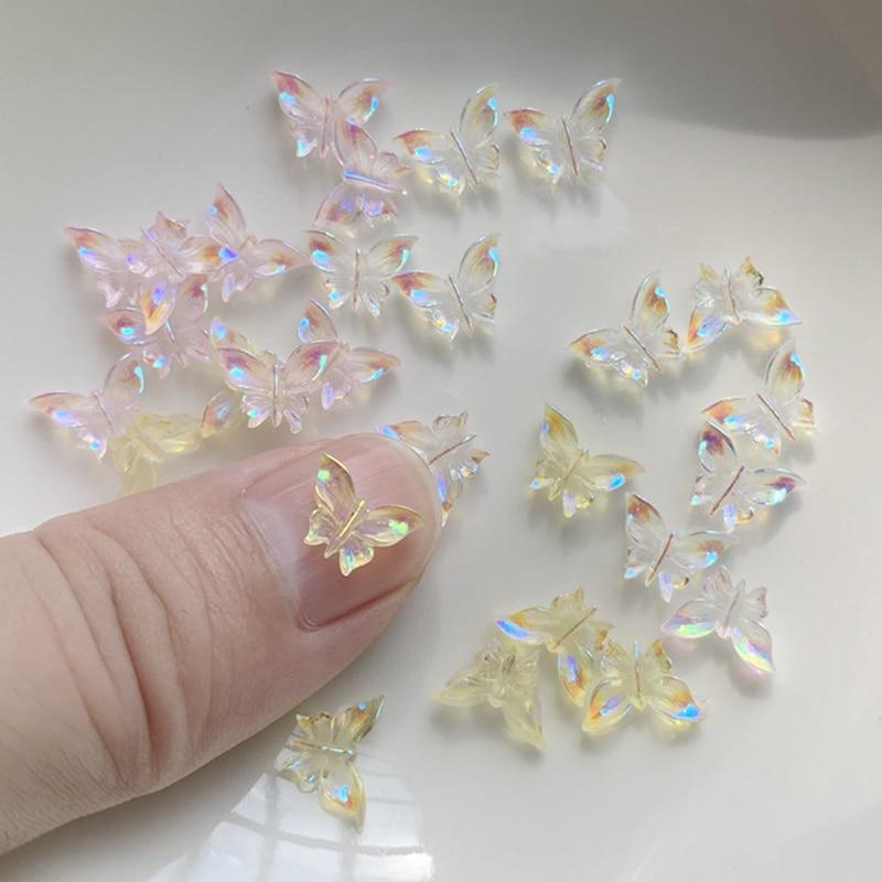 50 шт./лот AB цвет кристалл бабочка смола плоская задняя часть аксессуары для ногтей украшения для дизайна ногтей аксессуары с ювелирными изделиями «сделай сам»