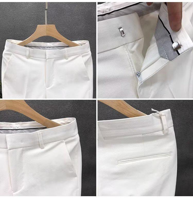 Мужские повседневные летние белые шорты - свободный крой, модный 5-точечный дизайн