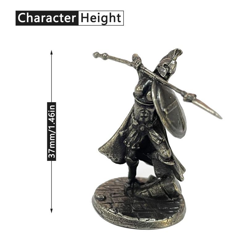 1pc Ancient White Brass Spartan Rome Soliders Figurines Miniatures Vintage Metal Soldiers Model Statue Desktop Ornament Gift