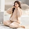 Sleepwear Women's Winter Coral Velvet Plush Thickened New High Collar Neck Protection Flannel Home Clothing Can Be Worn Externally