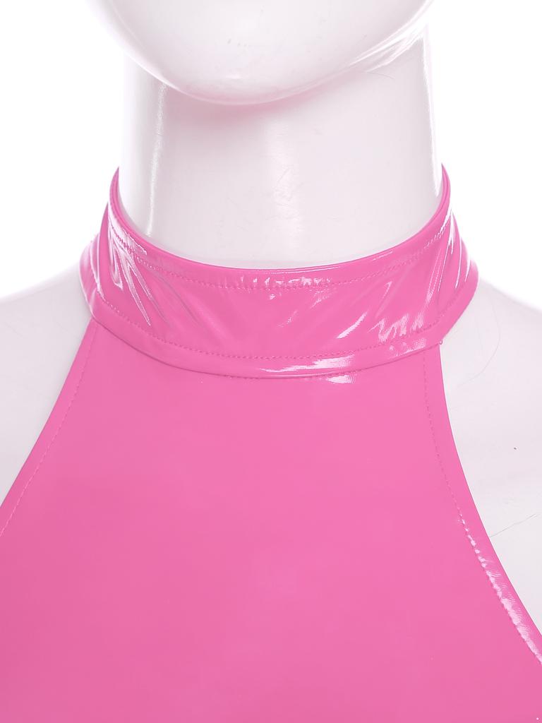 Женское модное нижнее белье из лакированной кожи, обтягивающее боди с открытой чашкой и юбкой, наряды для свадебной ночи